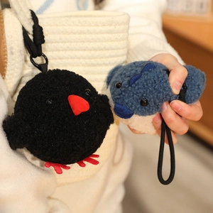 Porte-clés en peluche pingouin et poisson-globe avec fourrure douce pour sacs et clés