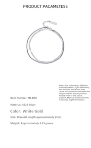 Detailed product parameters of S925 sterling silver double-layer flat bead chain anklet