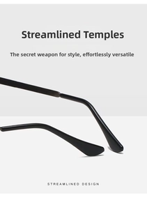 Detail view of streamlined black sunglasses temple with smooth industrial finish