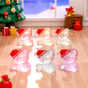 Set of 6 luminous mini resin Christmas cats for DIY micro landscape garden ornaments