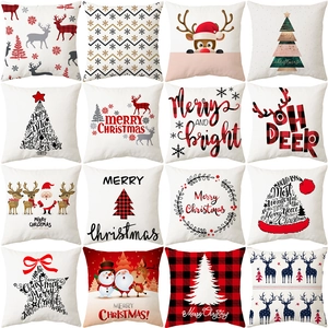 Collection of 16 Christmas pillow covers with reindeer and tree holiday patterns