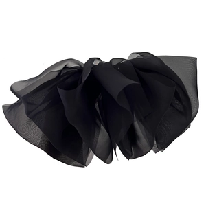 French style oversized black chiffon layered bow hair clip with elegant spring fastener
