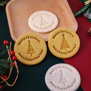 Weihnachtsbaum Keksausstecher Fondant Stempel PLA Kunststoff Merry Christmas Druck 3D Backwerkzeug Feiertag Tortendekor
