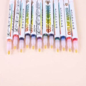 36 Colors double line outline markers set with 3.5mm fiber tips for DIY art projects