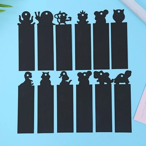 12-piece DIY animal scratch art bookmarks including octopus and owl for kids craft