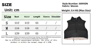 Size guide table for women's short padded vest with bust and length measurements