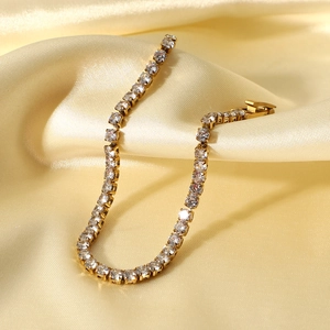 Elegant 14K gold plated stainless steel tennis bracelet with sparkling white zircon