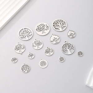 Collection de pendentifs Arbre de Vie en acier inoxydable argenté pour bijoux DIY
