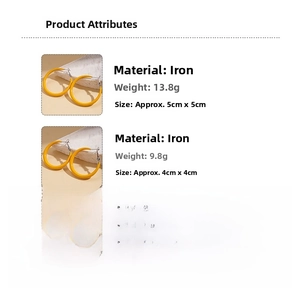 Detailed size chart for yellow enamel round hoop earrings in 4cm and 5cm diameters