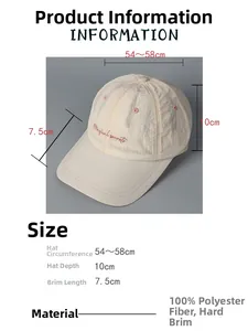 Detailed size chart for plaid quick-dry baseball cap with letter embroidery