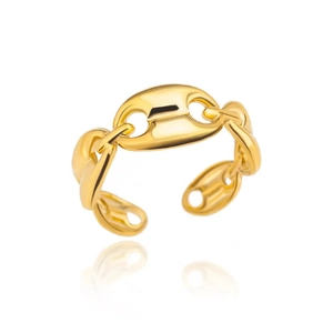 Minimalist 18k gold plated stainless steel pig nose chain open ring for men and women
