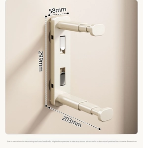 Detailed dimensions of retractable white wall-mounted hanger with 299mm height scale