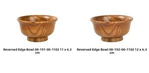 Natural wood bowls in two sizes showing clear radial grain and high ring foot base