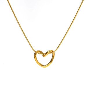Elegant 18K gold plated heart pendant necklace with high-quality snake chain for women
