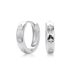 S925 sterling silver hoop earrings featuring sparkling star-shaped zircon inlays