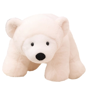Soft white polar bear plush toy for baby comfort featuring premium short fur and cute face