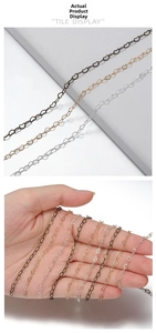 Detailed view of hollow heart-shaped copper chain in multiple plating colors for DIY jewelry