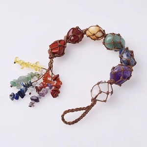Handmade Tree of Life car ornament with seven chakra natural stones and woven design
