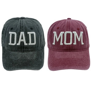 Retro Washed Cotton Baseball Cap Vintage 3D Letter Embroidery Dad Mom Dog Cat Sun Hat Adjustable