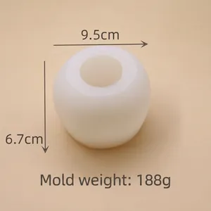 3D sphere grid silicone candle mold with 9.5cm diameter and 6.7cm height for DIY crafts