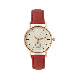 Minimalist Women Quartz Watch Matte Faux Leather Strap Rose Gold Case Analog Wristwatch With Small Second Sub-Dial Elegant Casual Jewelry