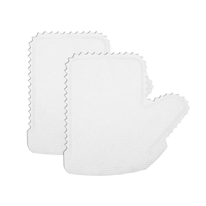 Set of 2 white reusable fish-scale dusting gloves with wavy edges for house cleaning