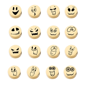 Round Emoji Pendants Mirror Stainless Steel Laser Engraved Funny Charms For DIY Jewelry Making Necklaces Bracelets Accessories