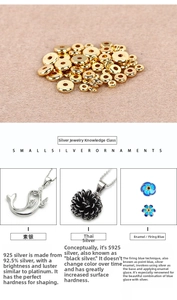 Macro detail of polished gold-colored metal spacer beads for DIY jewelry making
