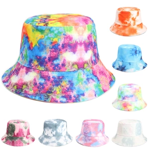 Reversible Tie Dye Bucket Hat Cotton Polyester Double Sided Wear Sun Protection Fashion Colorful Outdoor Beach Travel Hat