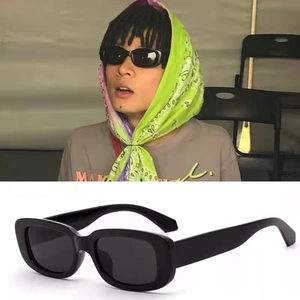 Classic black rectangular sunglasses for women with a vintage retro aesthetic frame