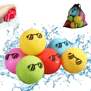 Reusable Water Balloons Silicone Magnetic Quick Fill Self Sealing Summer Outdoor Pool Party Splash Smiley Face Toys