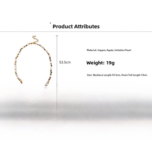 Detailed size and material specs for the freshwater pearl and agate beaded necklace