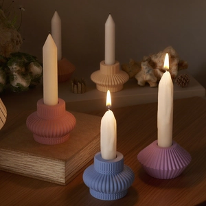 Morandi ceramic wave candle holders with elegant pleats for home decor arrangement