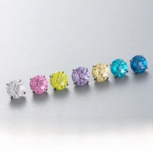 Collection of F136 titanium stud earrings with 6mm firework zircon in various colors