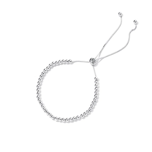 Minimalist S925 sterling silver beaded bracelet with adjustable slide clasp closure