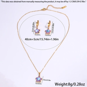 Detailed size specifications for the gold butterfly star necklace and earring jewelry set