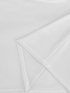 Macro shot of white breathable pineapple mesh fabric and high-quality double-needle stitching