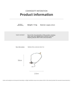 Detailed size parameters of the zircon circle paperclip pendant necklace in copper