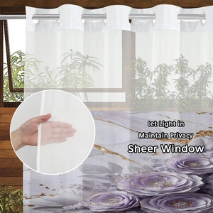Rideau de douche imperméable à double couche avec motif floral rose violet et œillets