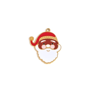 Cartoon Santa Claus enamel pendant with 18K gold plated stainless steel for Christmas
