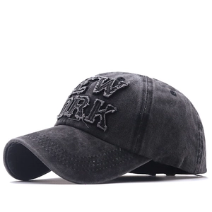Washed Cotton Baseball Cap Distressed Vintage New York Embroidery Curved Brim Adjustable Sun Shade For Men Women