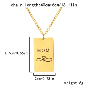 Detailed view of Mama pendant necklace with dimensions 1.7x2cm and 40+6cm extension chain