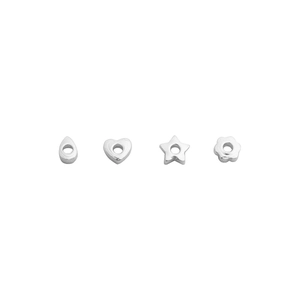 S925 sterling silver beads set in heart, star, flower and drop shapes for DIY jewelry