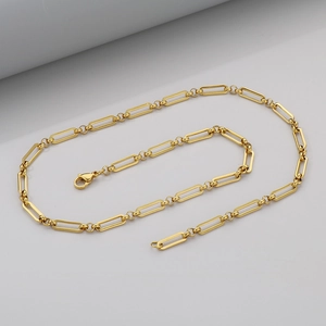 Minimalistische 18K vergoldete Edelstahl Büroklammer Gliederkette mit Karabinerverschluss