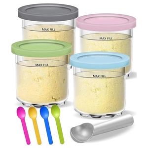 Reusable Ice Cream Pints And Lids Transparent Storage Containers Colorful Leakproof Replacement Accessories For NC299 NC300 Series