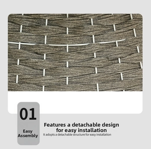 Detail view of the detachable woven Christmas tree skirt with grey rattan texture