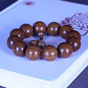 Polished brown Wutai Mountain Liudaomu wooden bead bracelet with water ripple texture