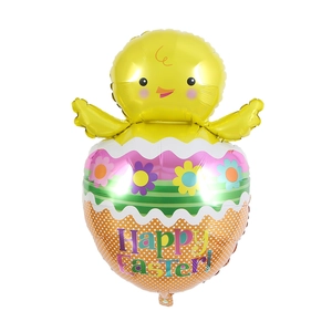 Easter chick foil balloon featuring a colorful egg shell and Happy Easter greeting