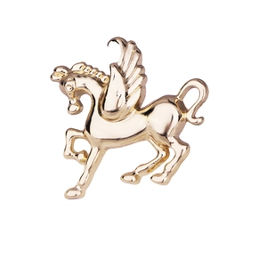 Classic golden pegasus brooch pin for blazer lapels with high-shine metallic finish