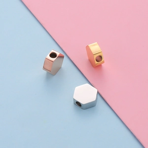Hexagon Spacer Beads 304 Stainless Steel Mirror Polished DIY Jewelry Accessories For Necklace Bracelet Making Pendants
